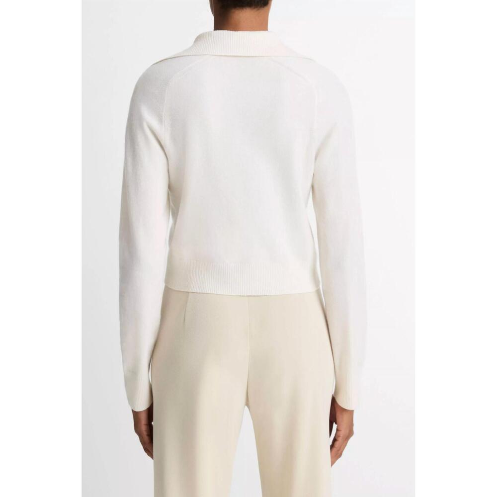 NEW VINCE button up polo cardigan in off white - Picture 4 of 4